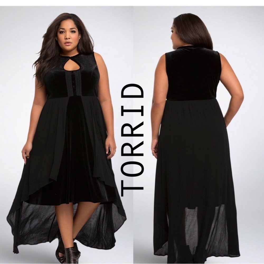 torrid Black High-Low Velvet & Chiffon Witch Dress
